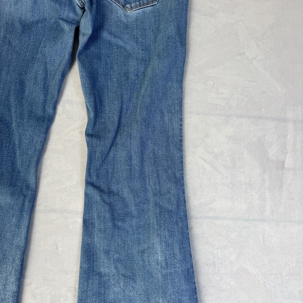 American Eagle Outfitters Womens Flared Jeans Blue Denim Super Low Rise Comfy 4 - Picture 8 of 16